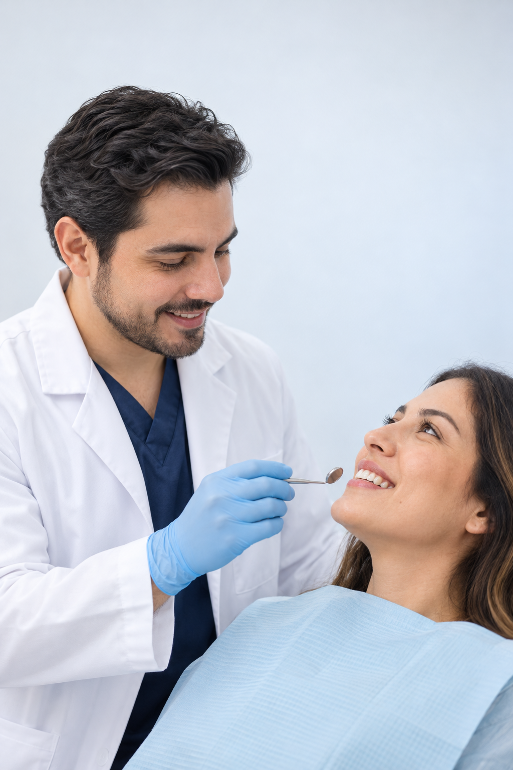Dentista realizando una valoración dental
